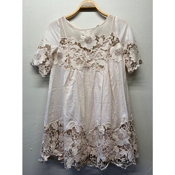 Anthropologie Holding Horses Magnolia Peach Mini Dress Crochet Lace Size US 4 - Picture 1 of 16